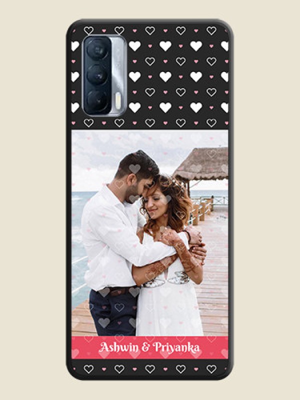 Custom White Color Love Symbols with Text Design on Photo on Space Black Soft Matte Phone Cover - Realme X7