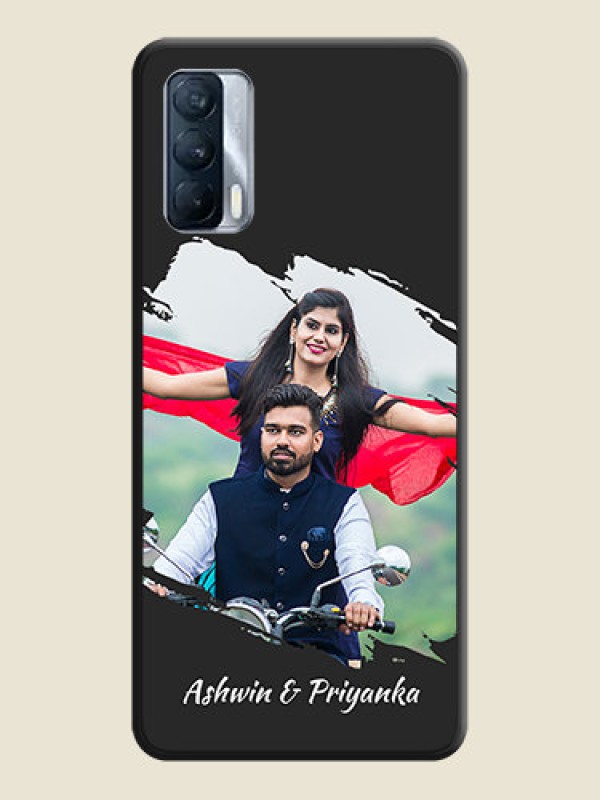 Custom Grunge Brush Strokes on Photo on Space Black Soft Matte Back Cover - Realme X7