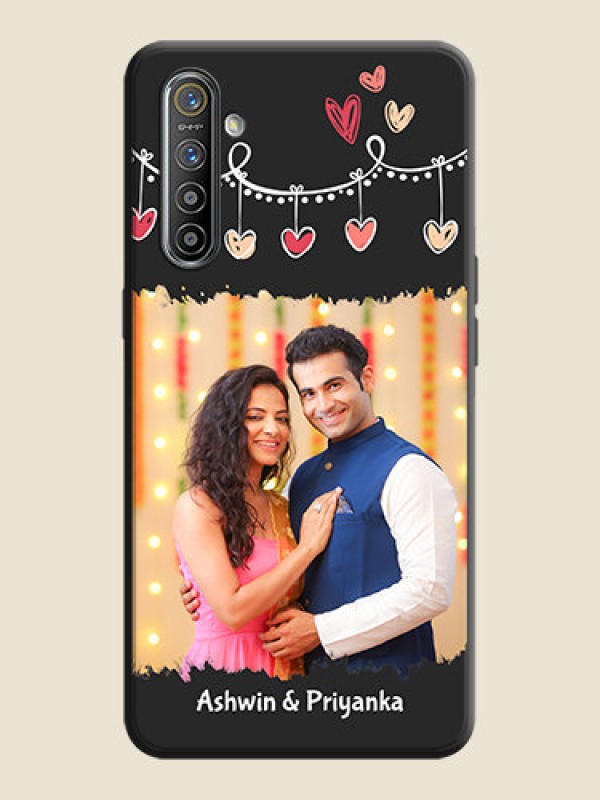 Custom Pink Love Hangings with Name on Space Black Custom Soft Matte Phone Cases - Realme XT