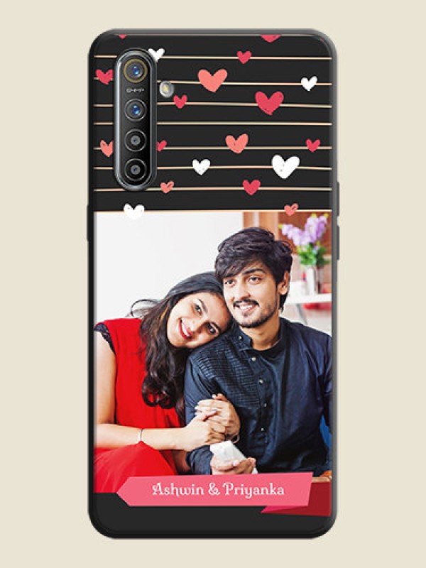 Custom Love Pattern with Name on Pink Ribbon  - Photo on Space Black Soft Matte Back Cover - Realme XT