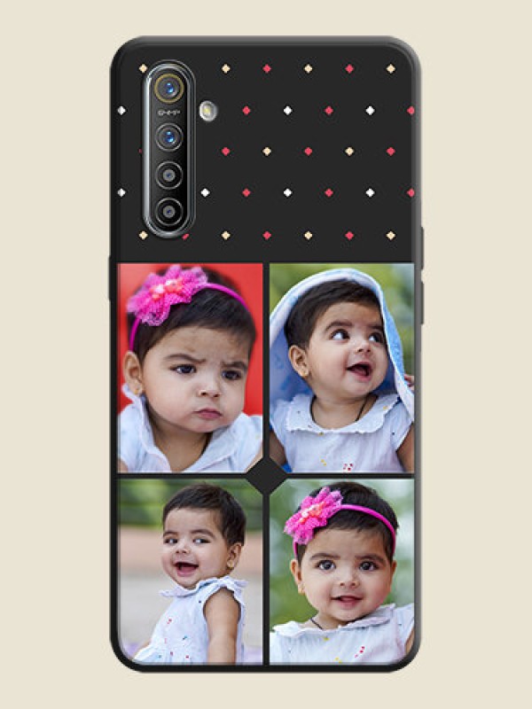 Custom Multicolor Dotted Pattern with 4 Image Holder on Space Black Custom Soft Matte Phone Cases - Realme XT
