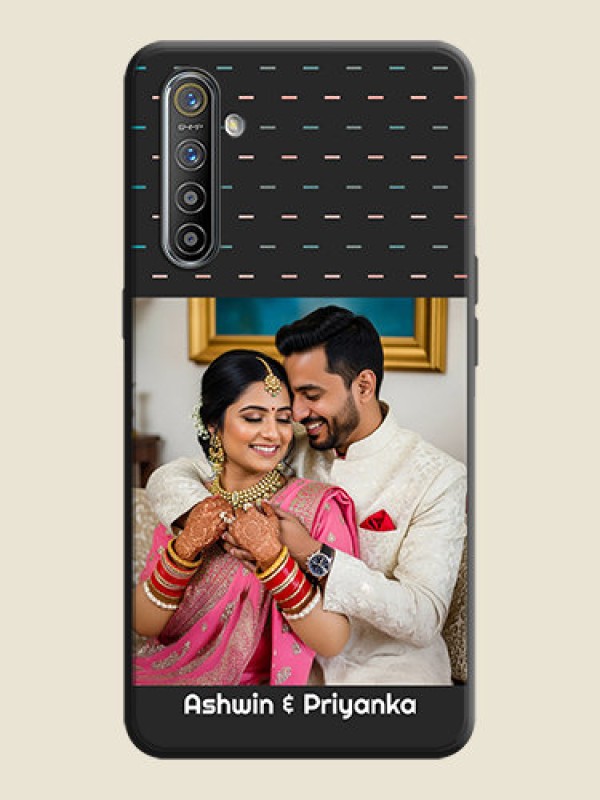 Custom Line Pattern Design with Text on Space Black Custom Soft Matte Phone Back Cover - Realme XT