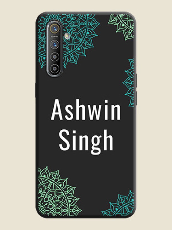 Custom Your Name with Floral Design on Space Black Custom Soft Matte Back Cover - Realme XT