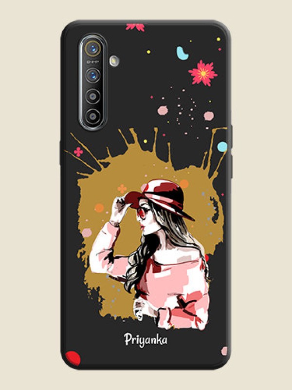 Custom Mordern Lady With Color Splash Background With Custom Text On Space Black Personalized Soft Matte Phone Covers -Realme Xt