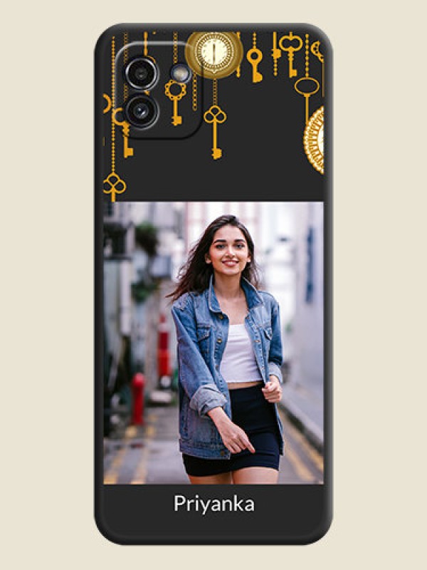 Custom Decorative Design with Text on Space Black Custom Soft Matte Back Cover - Galaxy A03