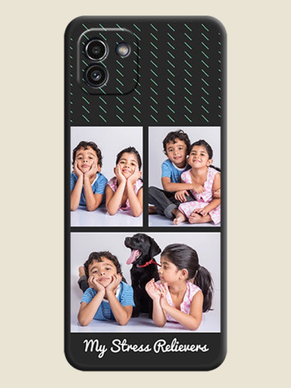 Custom Cross Dotted Pattern with 2 Image Holder  on Personalised Space Black Soft Matte Cases - Galaxy A03