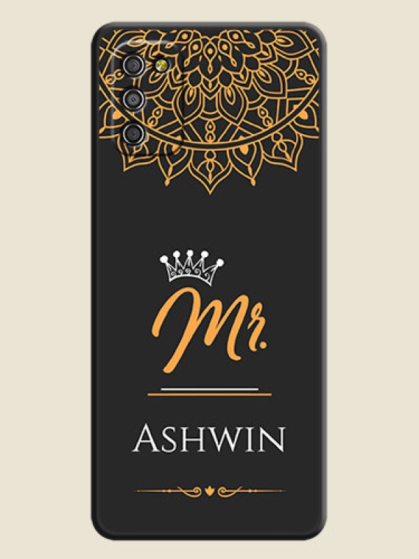 Custom Mr Name with Floral Design  on Personalised Space Black Soft Matte Cases - Galaxy A03s