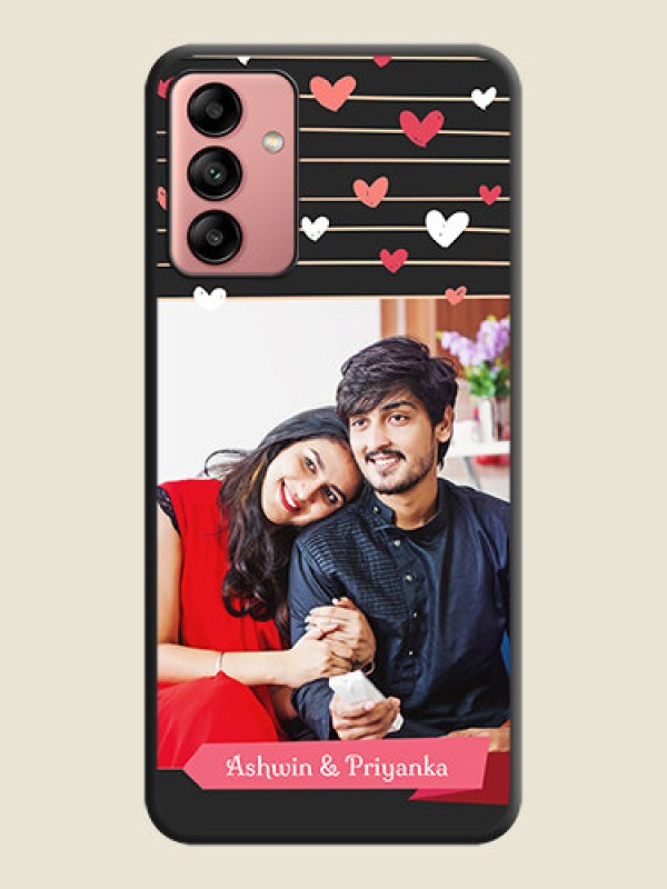 Custom Love Pattern with Name on Pink Ribbon  on Photo on Space Black Soft Matte Back Cover - Galaxy A04s