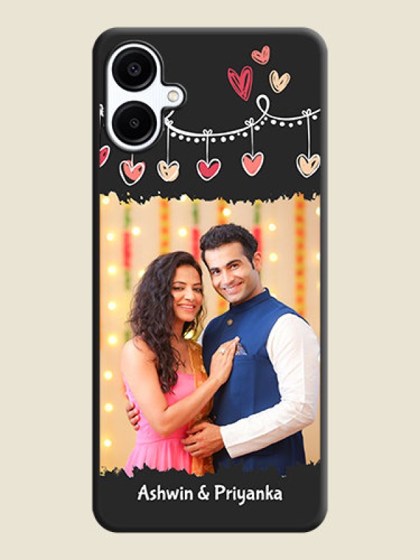 Custom Pink Love Hangings with Name On Space Black Custom Soft Matte Mobile Back Cover - Galaxy A06