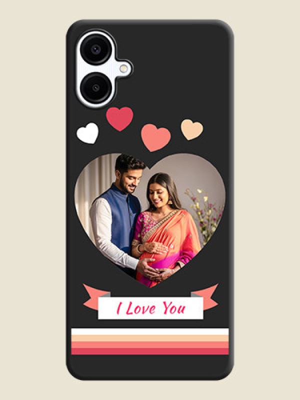 Custom Love Shaped Photo with Colorful Stripes On Space Black Custom Soft Matte Mobile Back Cover - Galaxy A06
