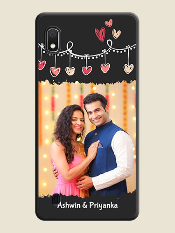 Custom Pink Love Hangings with Name on Space Black Custom Soft Matte Phone Cases - Galaxy A10