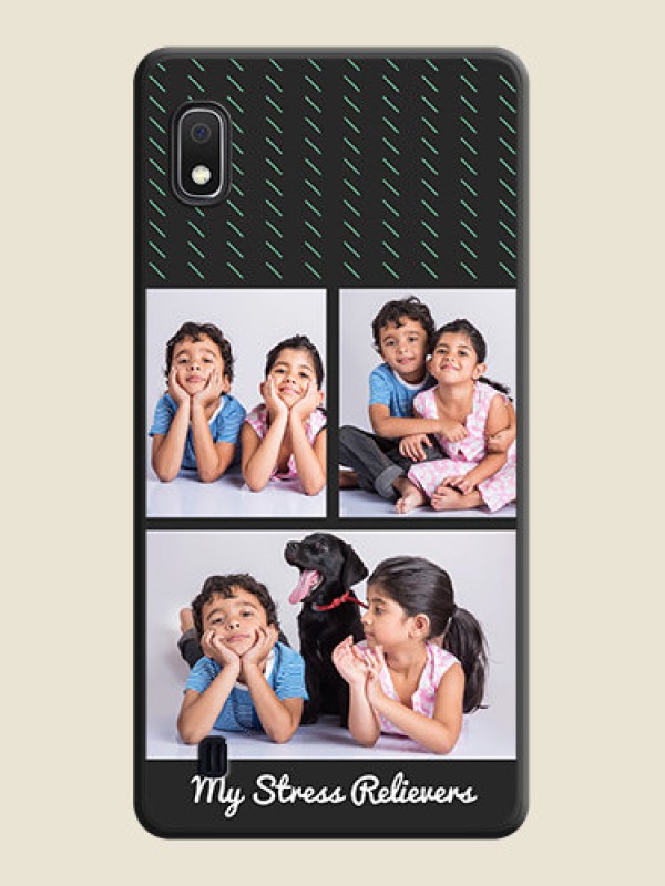 Custom Cross Dotted Pattern with 2 Image Holder  on Personalised Space Black Soft Matte Cases - Galaxy A10
