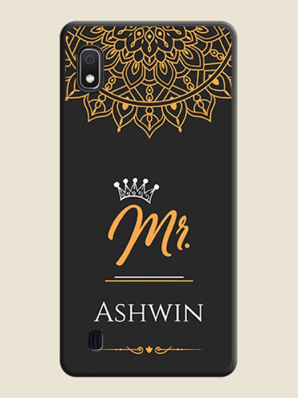 Custom Mr Name with Floral Design  on Personalised Space Black Soft Matte Cases - Galaxy A10