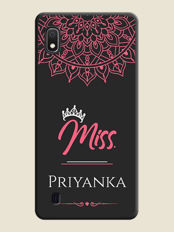 Custom Mrs Name with Floral Design on Space Black Personalized Soft Matte Phone Covers - Galaxy A10
