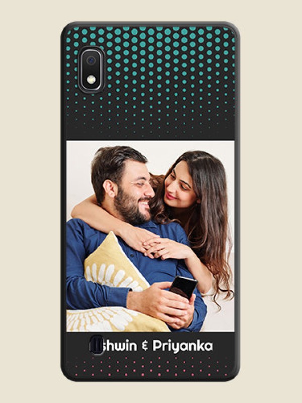 Custom Faded Dots with Grunge Photo Frame and Text on Space Black Custom Soft Matte Phone Cases - Galaxy A10