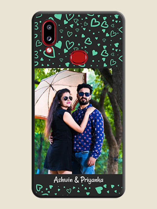 Custom Sea Green Indefinite Love Pattern on Photo on Space Black Soft Matte Mobile Cover - Galaxy A10s