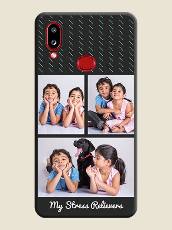 Custom Cross Dotted Pattern with 2 Image Holder  on Personalised Space Black Soft Matte Cases - Galaxy A10s