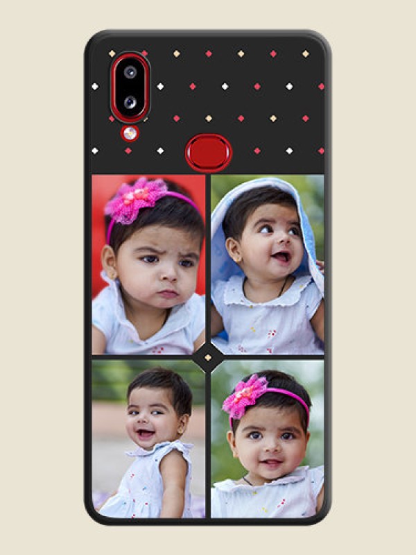 Custom Multicolor Dotted Pattern with 4 Image Holder on Space Black Custom Soft Matte Phone Cases - Galaxy A10s