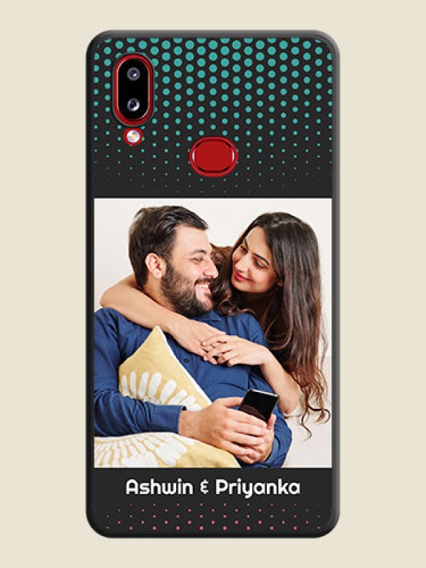 Custom Faded Dots with Grunge Photo Frame and Text on Space Black Custom Soft Matte Phone Cases - Galaxy A10s