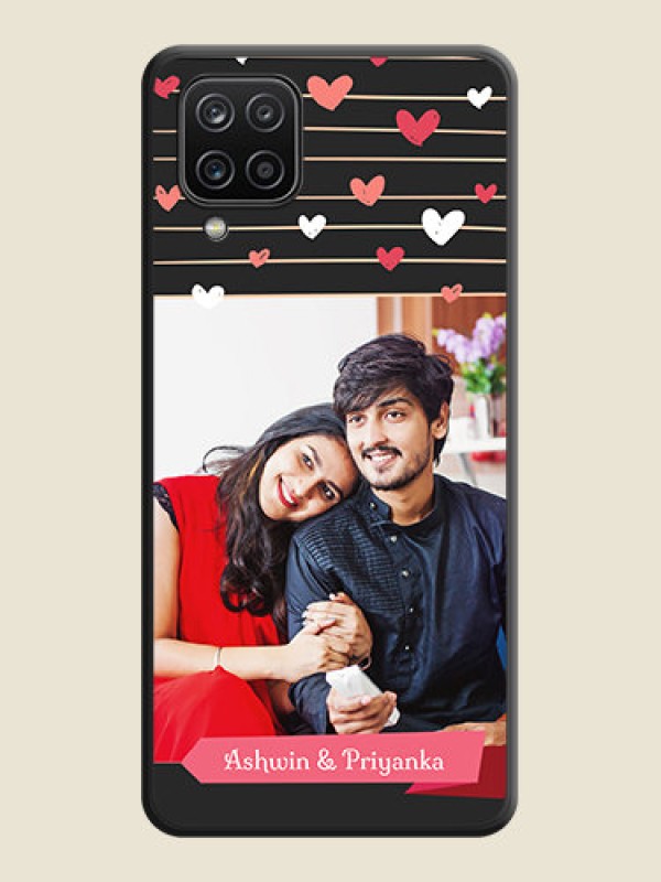 Custom Love Pattern with Name on Pink Ribbon  on Photo on Space Black Soft Matte Back Cover - Galaxy A12