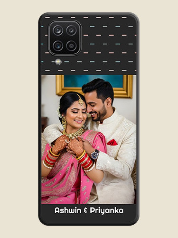 Custom Line Pattern Design with Text on Space Black Custom Soft Matte Phone Back Cover - Galaxy A12