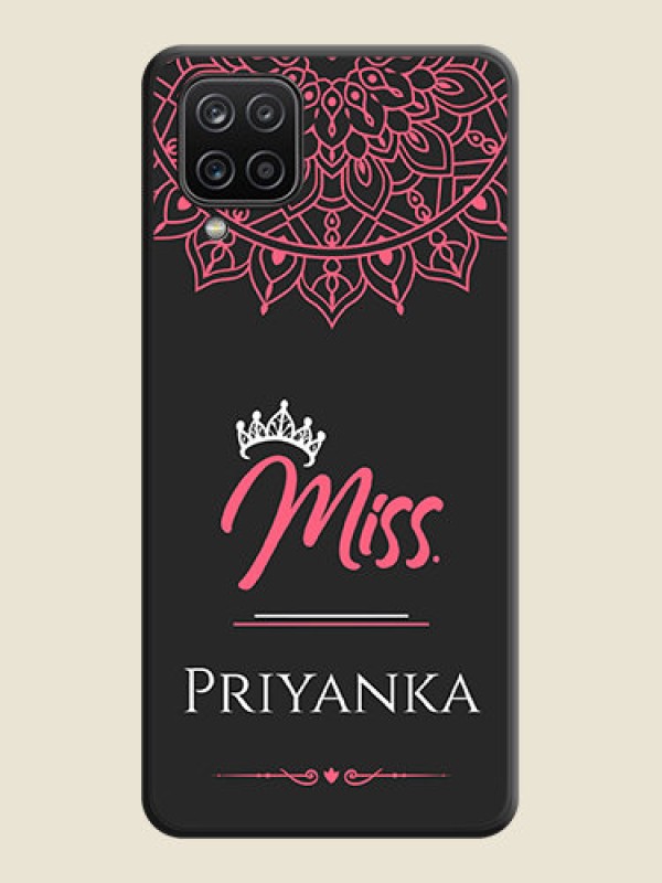 Custom Mrs Name with Floral Design on Space Black Personalized Soft Matte Phone Covers - Galaxy A12