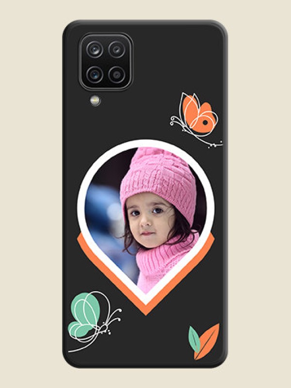 Custom Upload Pic With Simple Butterly Design On Space Black Personalized Soft Matte Phone Covers -Samsung Galaxy A12