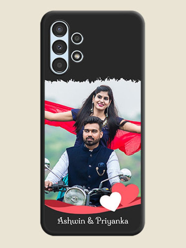 Custom Pin Color Love Shaped Ribbon Design with Text on Space Black Custom Soft Matte Phone Back Cover - Galaxy A13