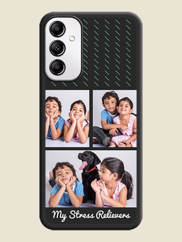 Custom Cross Dotted Pattern with 2 Image Holder  on Personalised Space Black Soft Matte Cases -Galaxy A14 4G