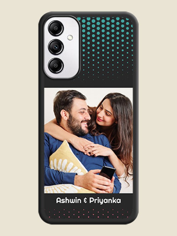 Custom Faded Dots with Grunge Photo Frame and Text on Space Black Custom Soft Matte Phone Cases -Galaxy A14 4G