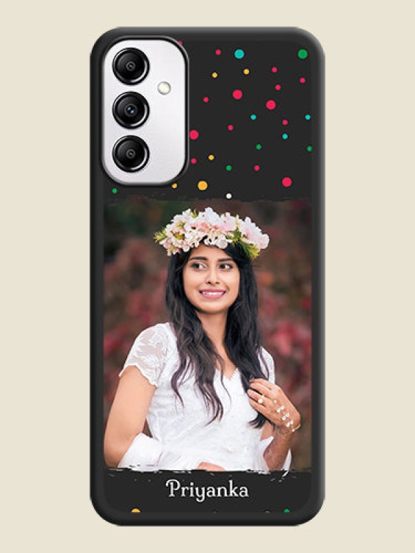 Custom Multicolor Dotted Pattern with Text on Space Black Custom Soft Matte Phone Back Cover - Samsung Galaxy A14