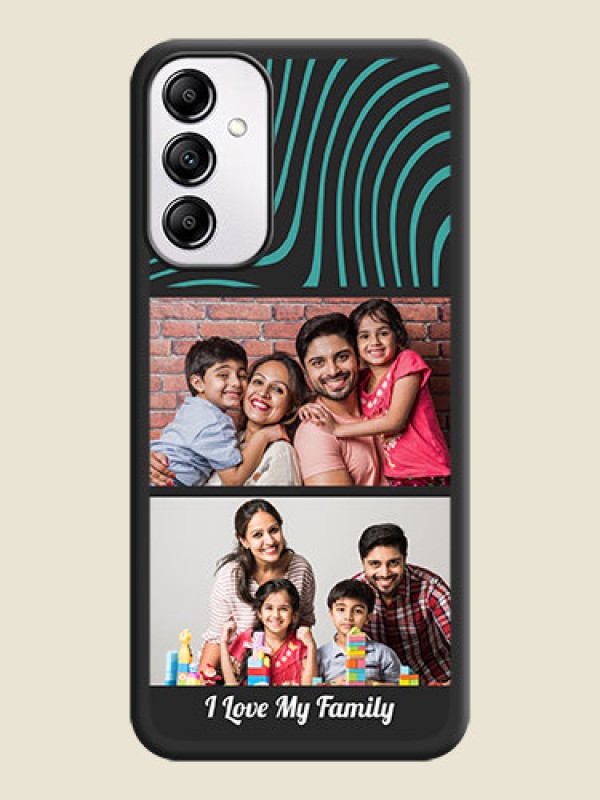 Custom Wave Pattern with 2 Image Holder on Space Black Personalized Soft Matte Phone Covers - Samsung Galaxy A14