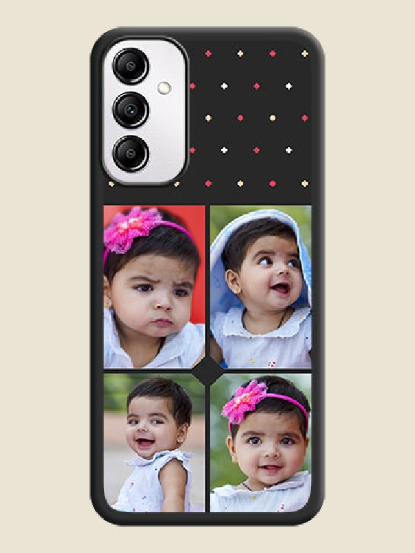 Custom Multicolor Dotted Pattern with 4 Image Holder on Space Black Custom Soft Matte Phone Cases - Samsung Galaxy A14