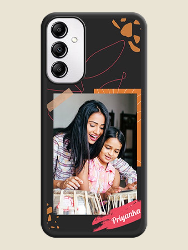 Custom Orange Photo Frame on Space Black Custom Soft Matte Phone Back Cover - Samsung Galaxy A14