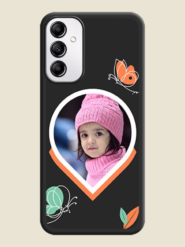 Custom Upload Pic With Simple Butterly Design On Space Black Personalized Soft Matte Phone Covers -Samsung Galaxy A14
