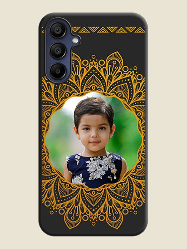 Custom Round Image with Floral Design - Photo on Space Black Soft Matte Mobile Cover - Galaxy A15 5G
