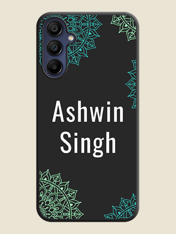 Custom Your Name with Floral Design on Space Black Custom Soft Matte Back Cover - Galaxy A15 5G
