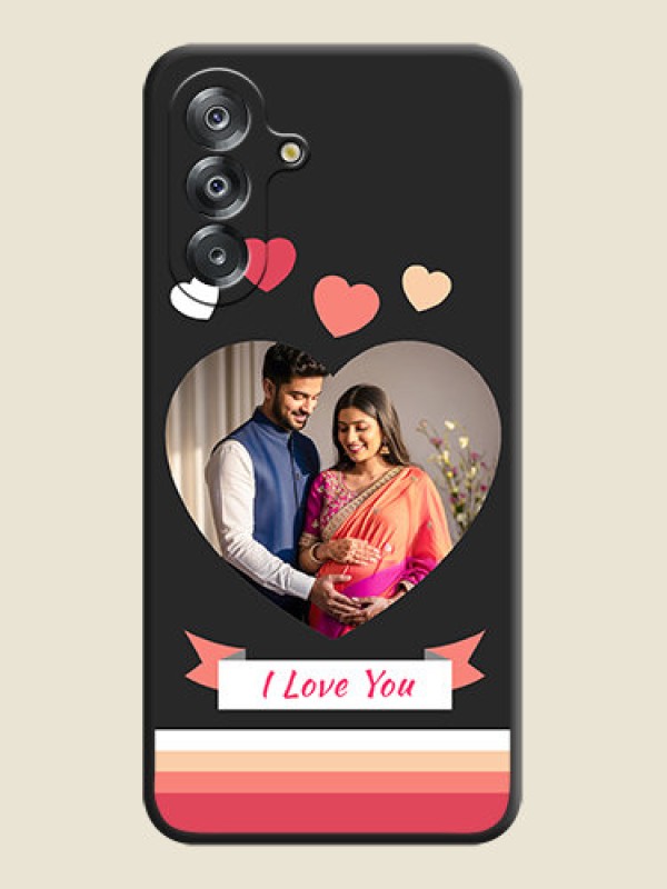 Custom Love Shaped Photo with Colorful Stripes On Space Black Custom Soft Matte Mobile Back Cover - Samsung Galaxy A17 5G