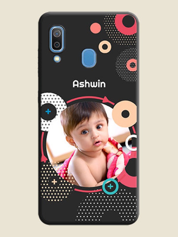 Custom Multicoloured Round Image on Personalised Space Black Soft Matte Cases - Galaxy A20