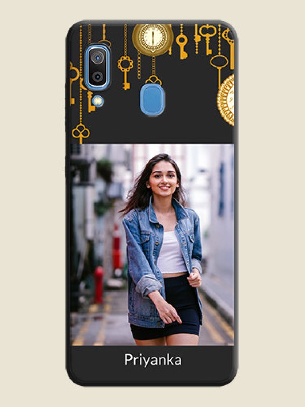 Custom Decorative Design with Text on Space Black Custom Soft Matte Back Cover - Galaxy A20