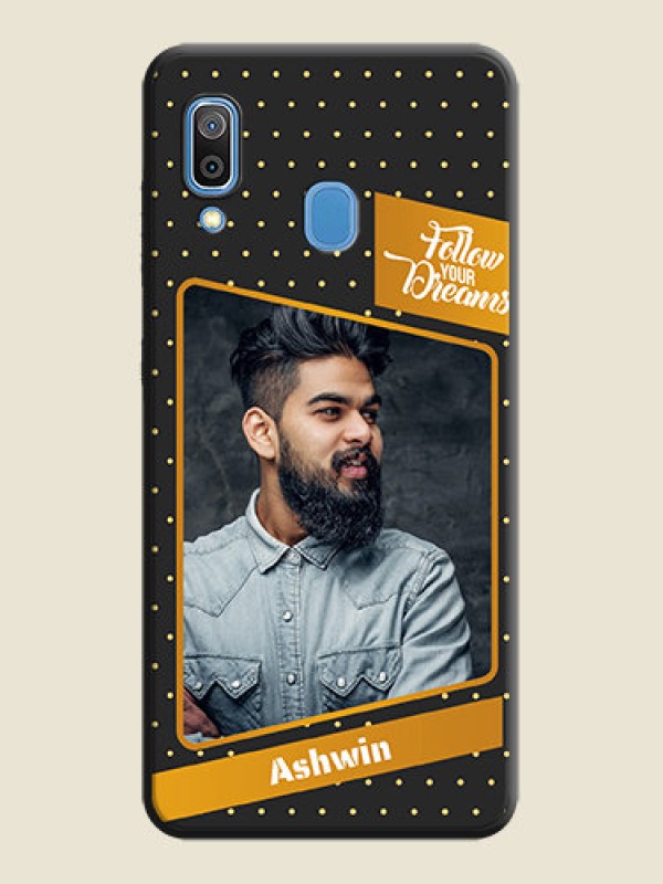 Custom Follow Your Dreams with White Dots on Space Black Custom Soft Matte Phone Cases - Galaxy A20