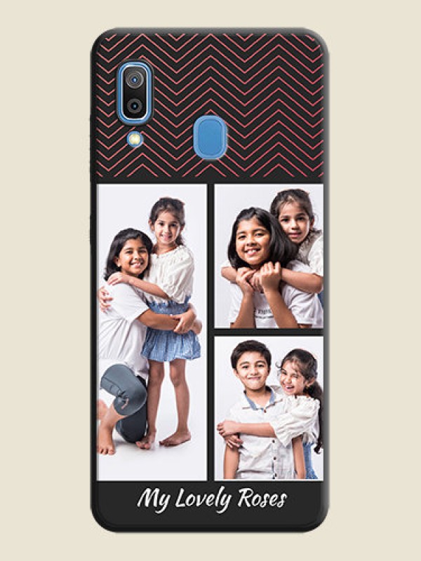 Custom Wave Pattern with 3 Image Holder on Space Black Custom Soft Matte Back Cover - Galaxy A20
