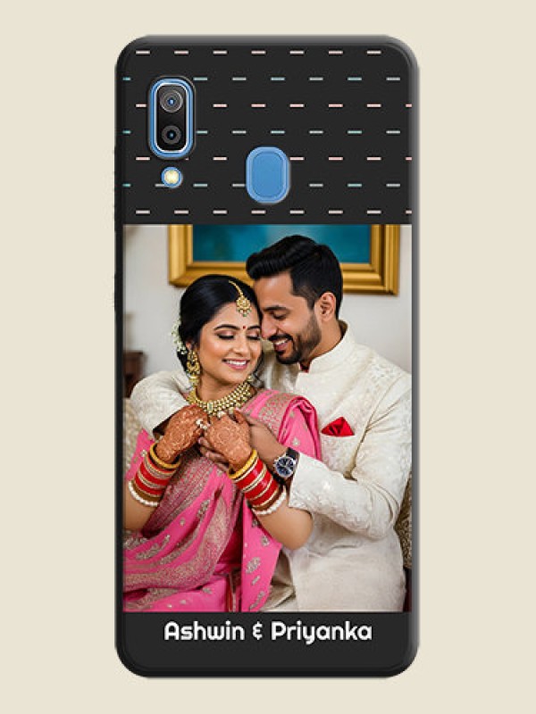 Custom Line Pattern Design with Text on Space Black Custom Soft Matte Phone Back Cover - Galaxy A20