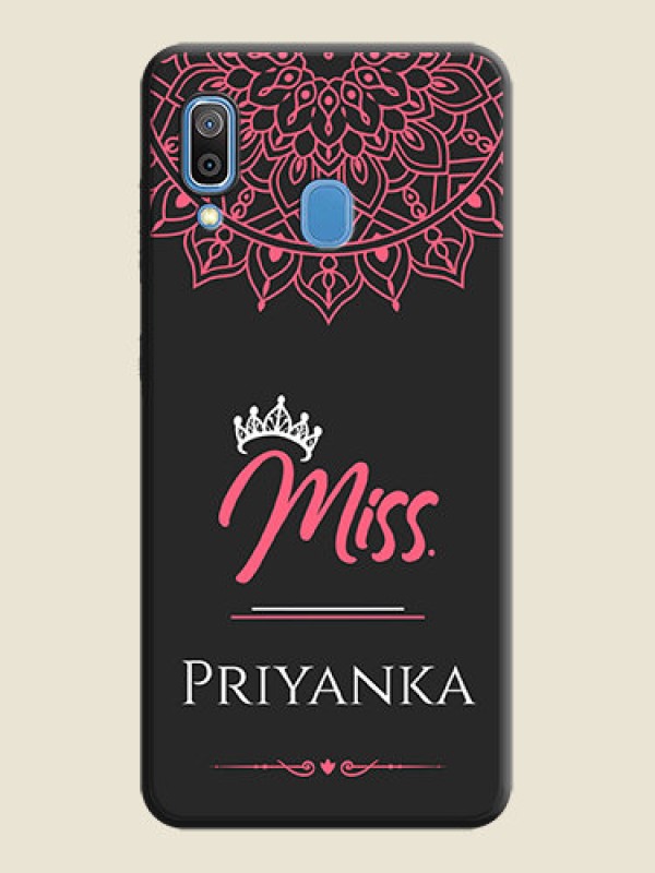 Custom Mrs Name with Floral Design on Space Black Personalized Soft Matte Phone Covers - Galaxy A20