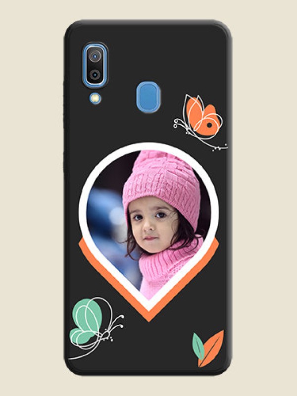 Custom Upload Pic With Simple Butterly Design On Space Black Personalized Soft Matte Phone Covers -Samsung Galaxy A20