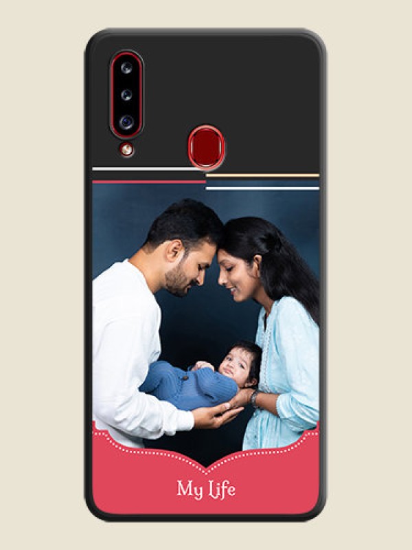 Custom Classic Plain Design with Name on Photo on Space Black Soft Matte Phone Cover - Galaxy A20s