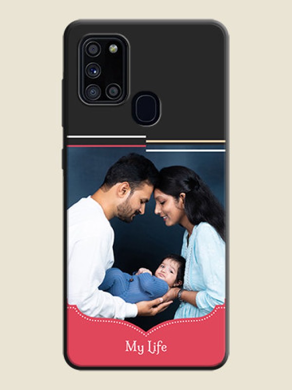 Custom Classic Plain Design with Name - Photo on Space Black Soft Matte Phone Cover - Galaxy A21S