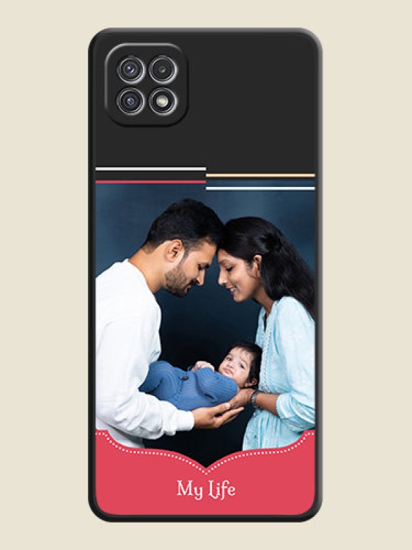 Custom Classic Plain Design with Name on Photo on Space Black Soft Matte Phone Cover - Galaxy A22 5G