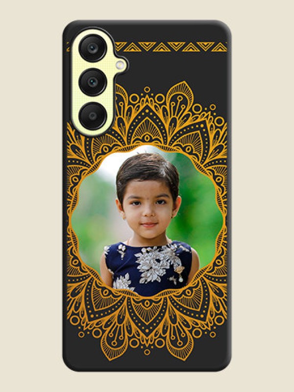 Custom Round Image with Floral Design - Photo on Space Black Soft Matte Mobile Cover - Galaxy A25 5G