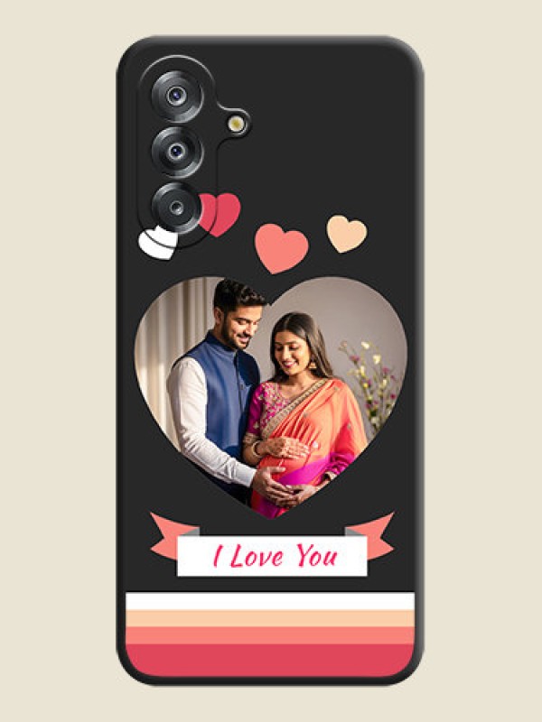 Custom Love Shaped Photo with Colorful Stripes On Space Black Custom Soft Matte Mobile Back Cover - Samsung Galaxy A26 5G